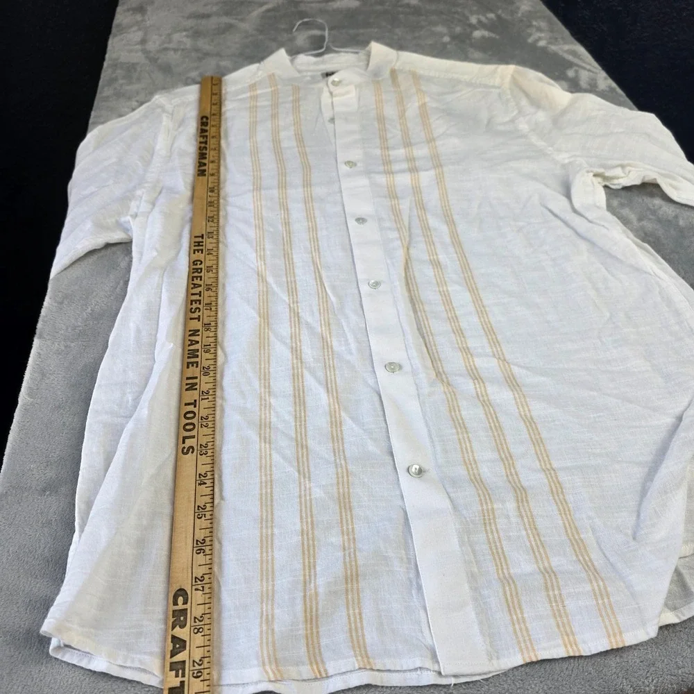Fabindia Men's Cotton Size 44 Striped Long Sleeve Button Traditional India - Picture 5 of 6
